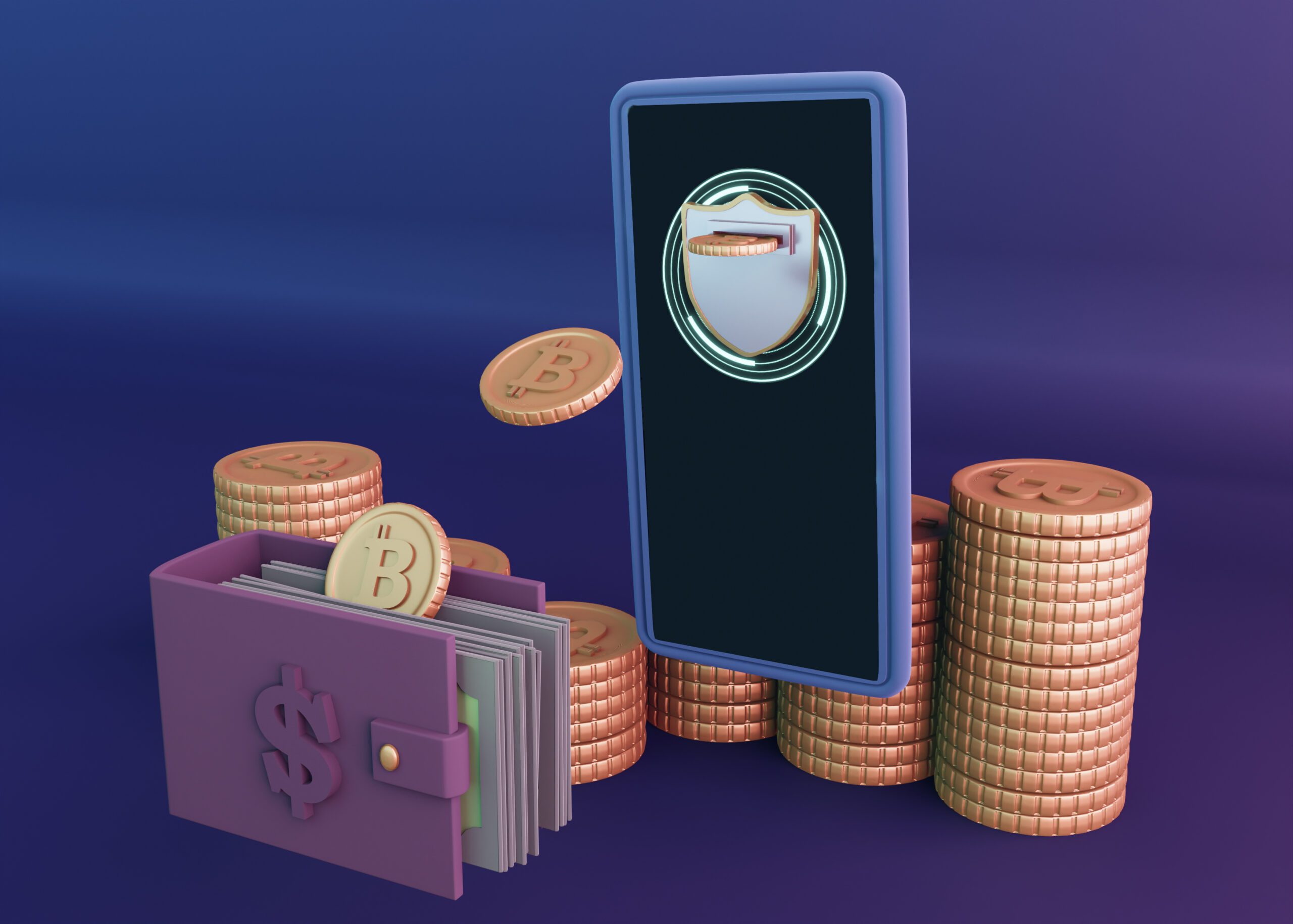 3d Illustration of making money crypto