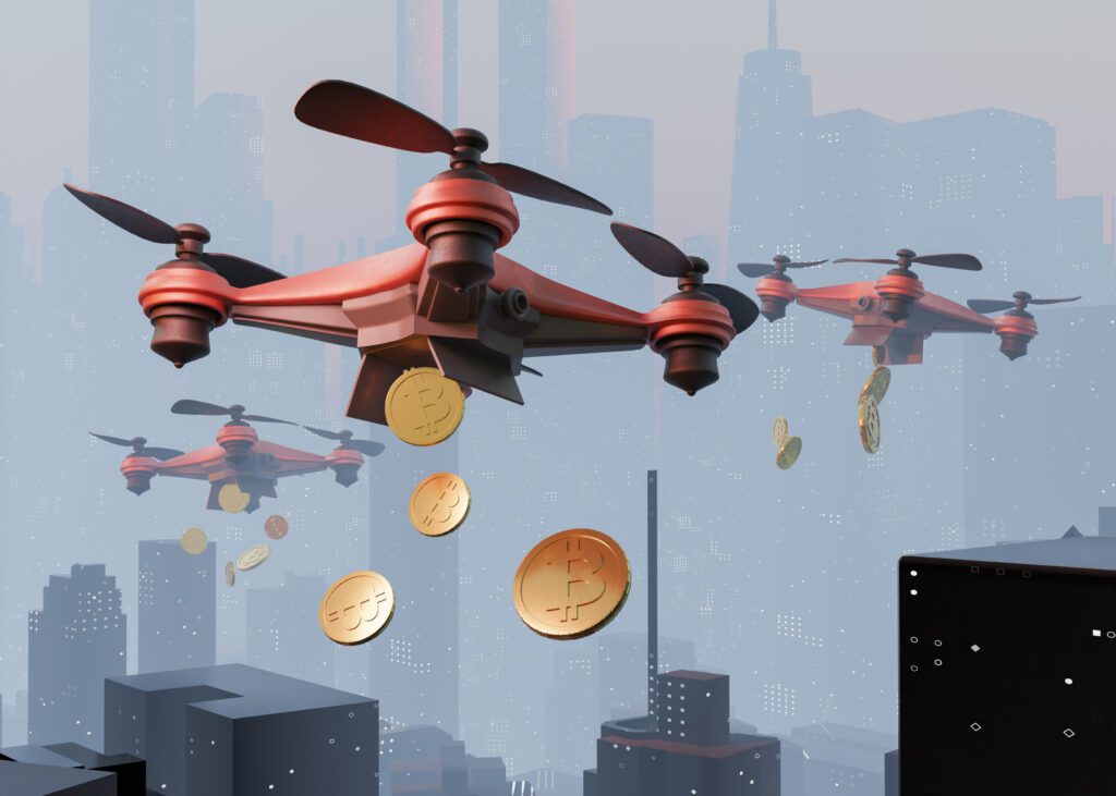 Drones distributing Bitcoin