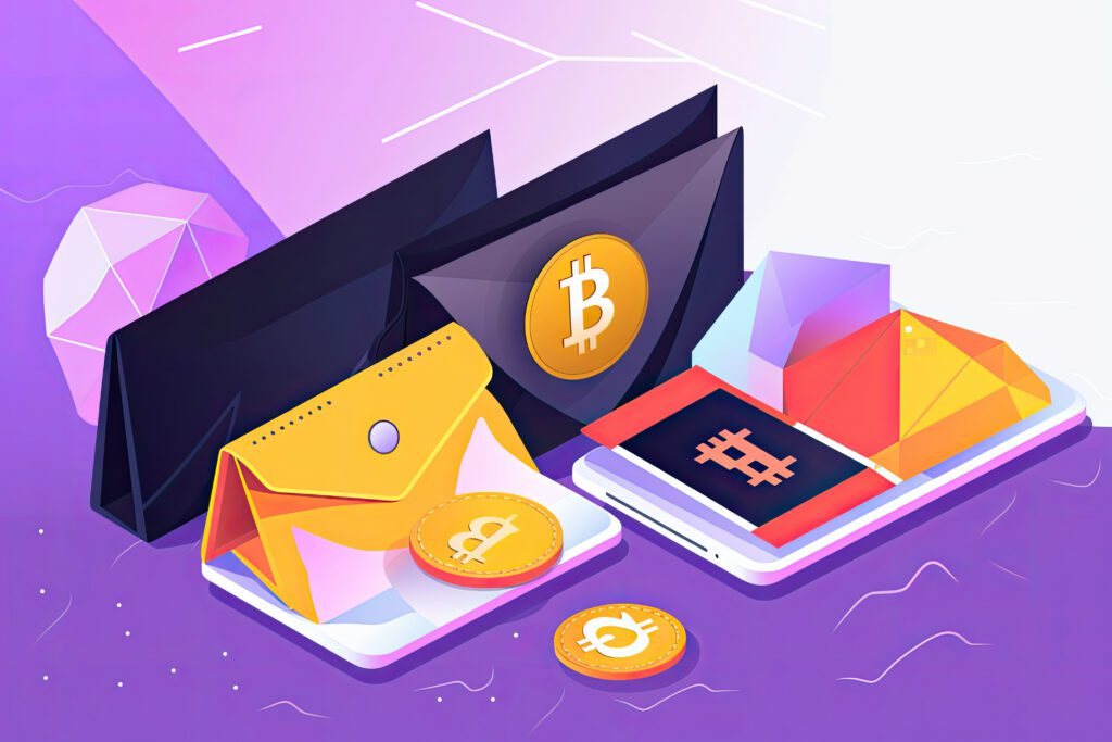 Wallet with bitcoin cryptocurrency